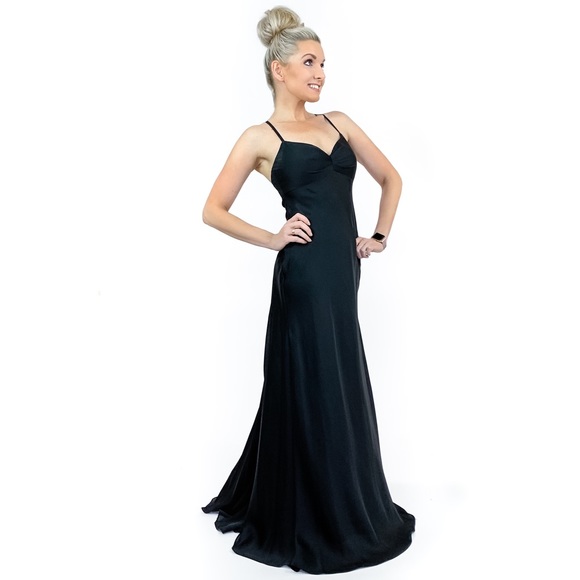 Black Simple Bridesmaid Prom Dress Davids Bridal - Picture 4 of 8